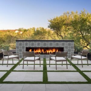  Brina Porcelain Tile by MSI is a beautiful mosaic tile option for this outdoor fireplace