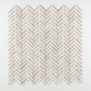 Marble Systems Atelier Collection Silver Clouds with Raya Basket Herringbone Design