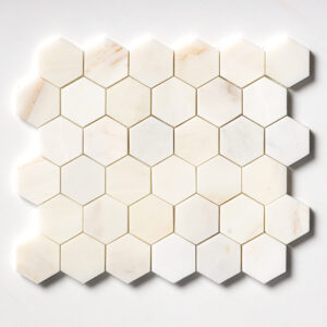 Marble Systems Calacatta Amber Honed 2 inch Hexagon Mosaic sample
