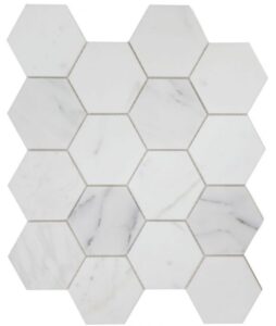 Elysium Tile_Hexagon Calacatta White Polished_Sample