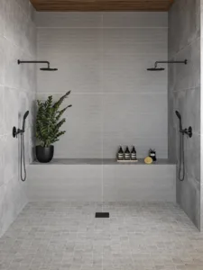 Porcelain Tile with stone look for bathroom and shower by Bedrosians