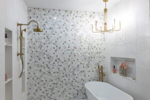 Triangle Shaped Tile by Daltile Divinium Collection for Shower Wall