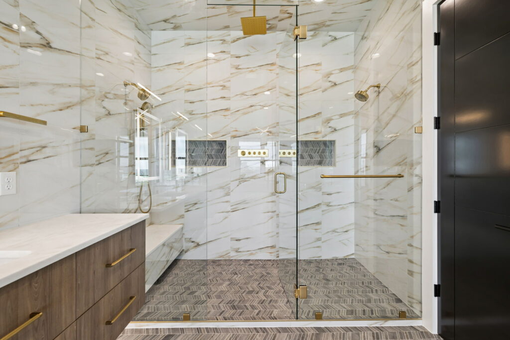 Low transition for walk-in shower - ageing-in-place renovations