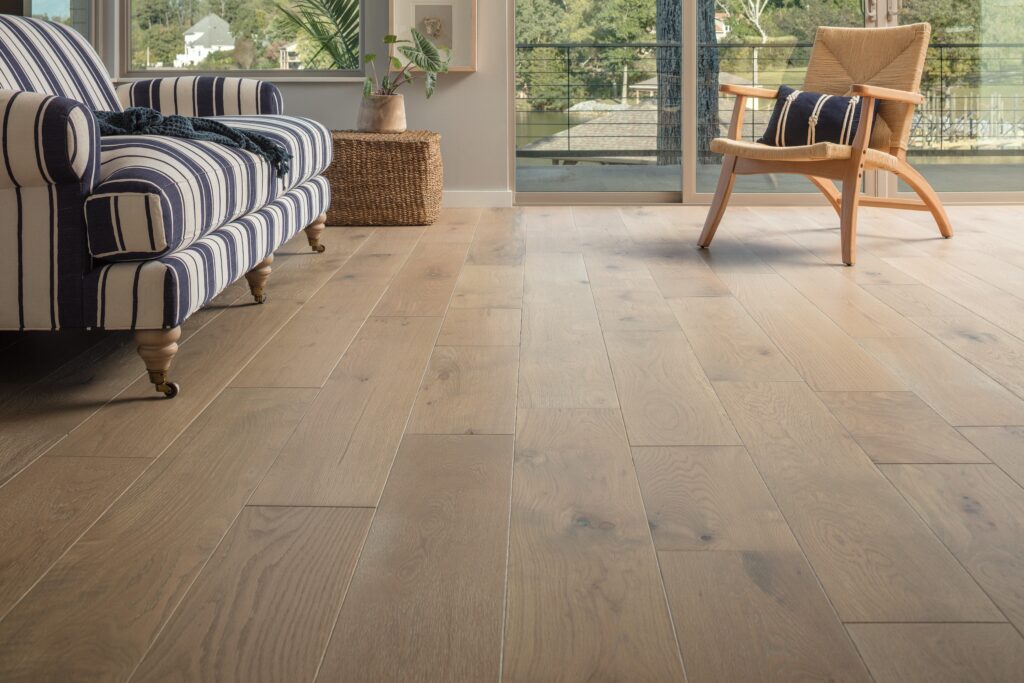 Hardwood floors installed in living room